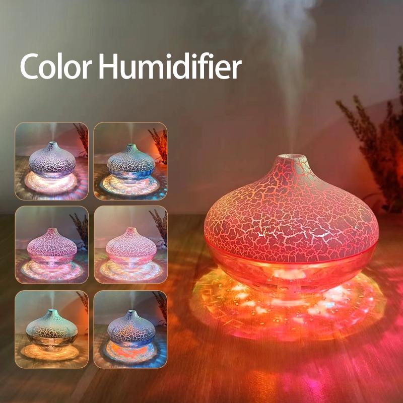 Colorful Crackle Humidifier with RGB Multicolor Magic Light Show, 300ML ...