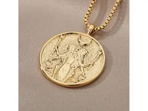 Medal Hecate Athena Artemis Necklace,Greek Mythology Necklace,Coin Medallion Necklace for Women
