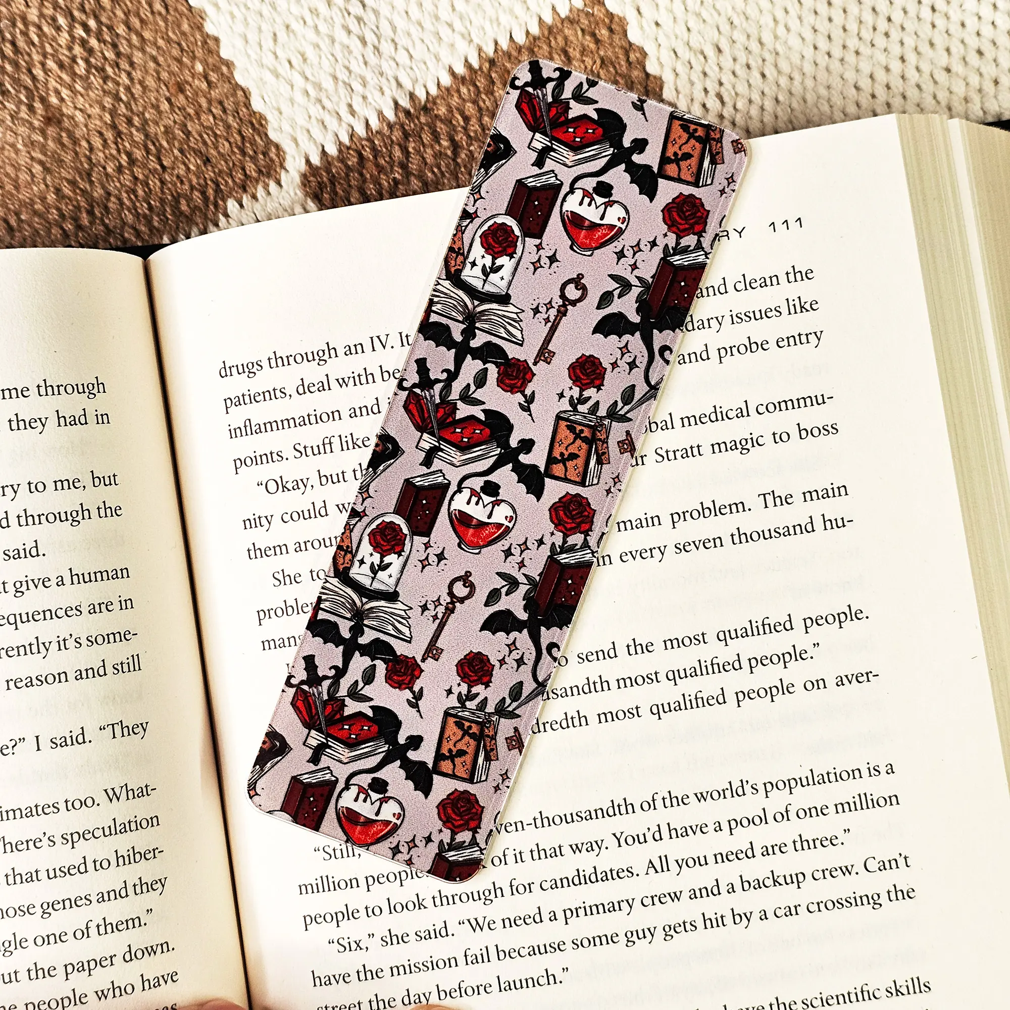 Rose Petals and Pages - UV Printed Acrylic Bookmark