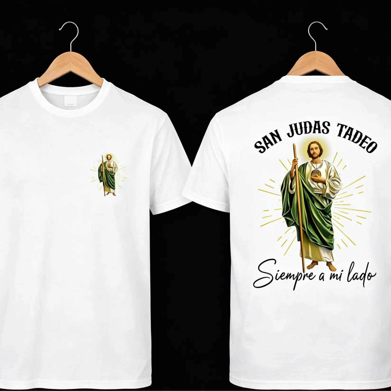 SanJudas Tadeo Siempre A Mi Lado Spanish Jesus Shirt, Jesus Always By My Side Unisex 2 Sides T-Shirt  Fabric Soft