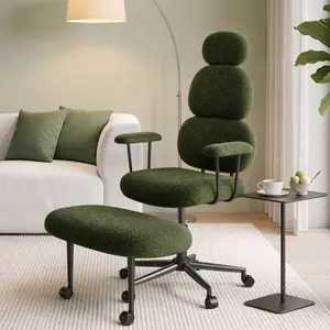 Pinmoco Modern High-Back Ice Cream Ergonomic Cross-Legged Chair— With armrests, dual-layer seat, 360° swivel, and adjustable seat height Soft fabric, office chair, suitable for ADHD, meditation, and stress relief, Requires self-assembly
