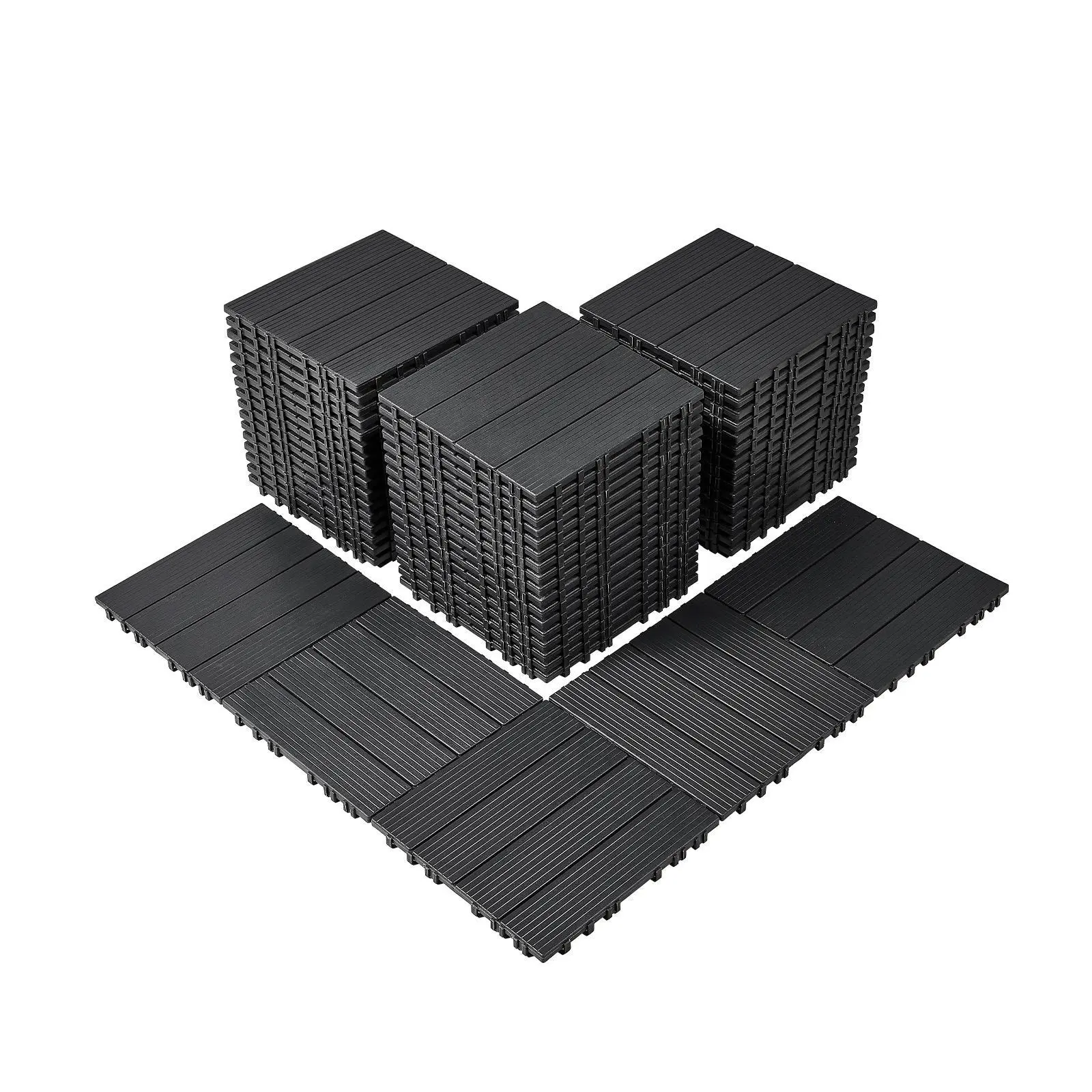 VEVOR Interlocking Deck Tiles, 54 Pack,12"x12" 54 sq. ft Plastic Waterproof Outdoor Flooring All Weather Use, Patio Floor Decking Covering Tiles for Porch Poolside Balcony Backyard, Dark Grey#BacktoSchool