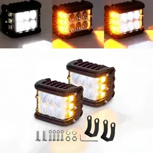 4 Inch LED Light Bar 2PCS – Dual Color White & Amber Off-Road Driving Lights, Waterproof 12-24V Spot Flood Combo for Truck SUV ATV UTV Boat
