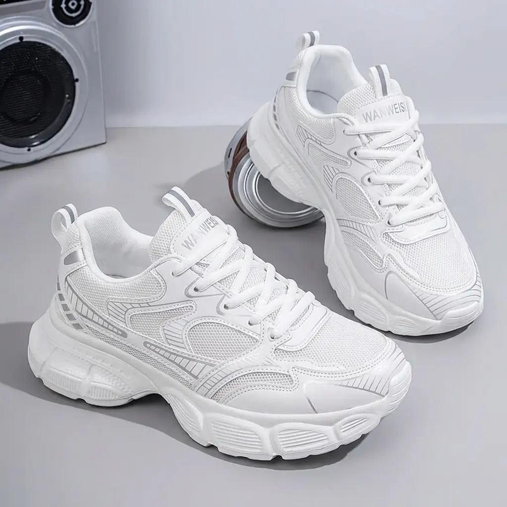 Men's Wide-Fit All-Season Chunky Dad Sneakers - Roomy Toe Anti-Squeeze, Lightweight EVA Cushion Thick Non-Slip Sole, Breathable Casual Trainers for Daily Wear Outdoor Sports