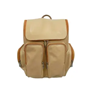 Premium Leather Large Diaper Backpack Olive Green Parents Bag With Large Pockets Waterproof Inside 16" L X 11" H X 7" W