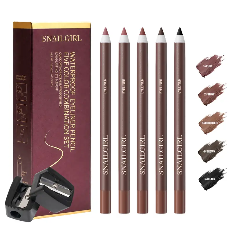 5pc/set Smooth Glide Eyeliner Pencil Cosmetic Set - Waterproof, Smudge-Resistant, Creamy-Textured, Long-Lasting Eye Liners for Daily Wear, Date Night Looks