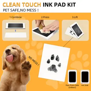 Pet Paw Print Kit, Pet Paw Print Pad, Attached photo frame, Non-Toxic, Safe & Easy, Pet Memorial Gift, Dog & Cat Accessories, Pet Supplies.