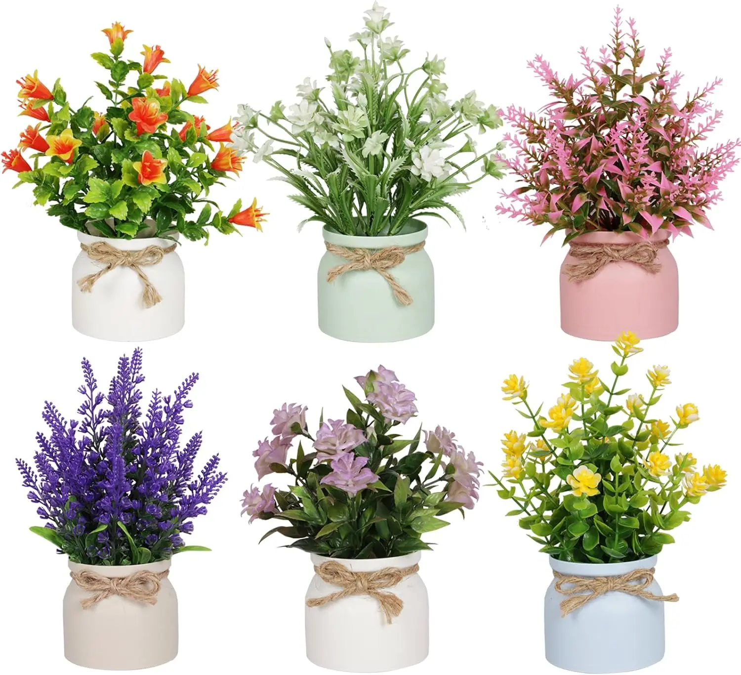 6 count Artificial Pot  Small   with Pot Mini Potted  for House Office Tabletop Decoration