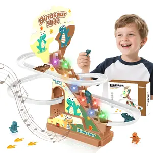 Small Dinosaurs Climbing Toys, Electric Llittle  Climbing Dinosaurs Stairs Toy, Funny Dinosaur Roller Coaster Track Toy with 3 Dinosaur, Small Dinosaur Slide Toy for Toddlers Kids and Baby