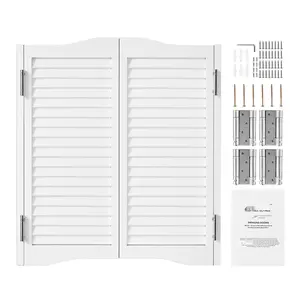 Saloon Swinging Doors 36" x 36" Arched Top Pine Wood With Hinges White Barn Doors For Home Office Shop Cafe, Double Acting Hinges, Rustic Farmhouse Style, Durable Construction, Easy Mount, Weather Resistant Finish, Versatile Fit