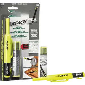Industrial REACH- Deep Hole Mechanical Pencil with Lead Refills included, Yellow (14301)