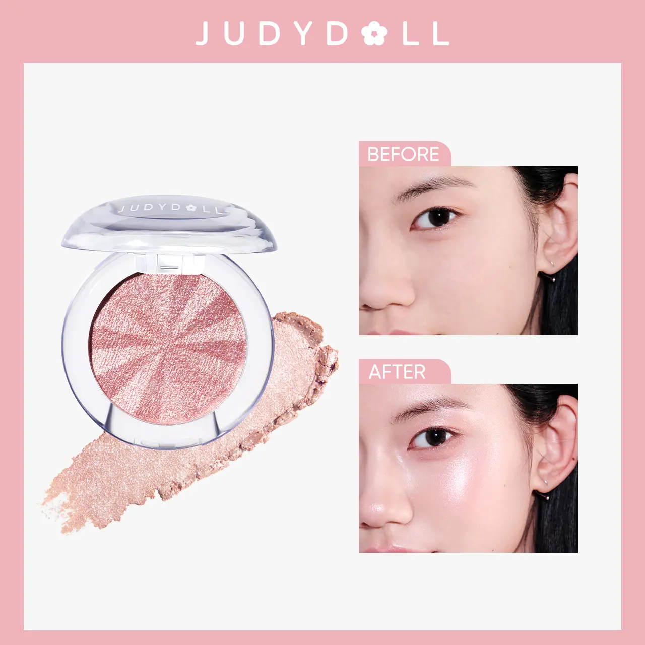 JUDYDOLL Glow Magnify Highlighter, Radiant Glow Highlighter Powder,Lightweight Smooth Texture, Long-Lasting Luminous Shine, Natural Face Brightening, Blendable Highlight Makeup,Daily Makeup & Party Glow Essentials, Summerwins