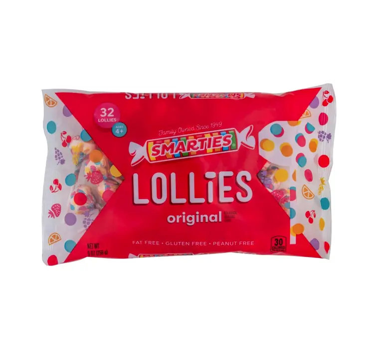 Smarties Double Lollies - Gluten Free, Peanut Free, Fat Free Assorted Fruity Flavors Lollipops - Low Calorie Perfect for Birthdays, Parties - Made by US Candy Company Since 1949-9 oz Bag (Pack of 1)