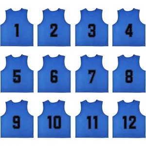 12 Pack Numbered 1-12 Scrimmage Vests Sport Pinnies Training Bibs For Basketball Soccer Volleyball and Baseball