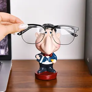 Cute Teacher Glasses Frame with Expressive Eyes and Nose, Cute Cartoon Figurine, Stable Desktop Organizer, Perfect Gift for Home Office Decor