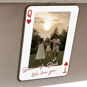 Custom Father's Day Gift for Dad Photo Car Visor Clip - "Drive Safe Dad We Love You" Car Visor Clip, Playing Card Picture Car Decor, Meaningful Travel Keepsake, Perfect Present for Dad, Papa, Daddy, Grandpa, Father
