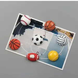 Cartoon creative sports ball magnetic resin fridge magnets basketball football tennis decorative stickers
