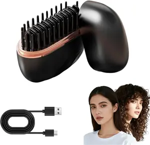 2026 New Mini 2-in-1 Wireless Straightener, Rechargeable Portable Hair Straightener Brush, 3-Speed Temperature Control, Travel-Friendly Styling Tool, Multifunctional Hair Straightener for Travel and Home