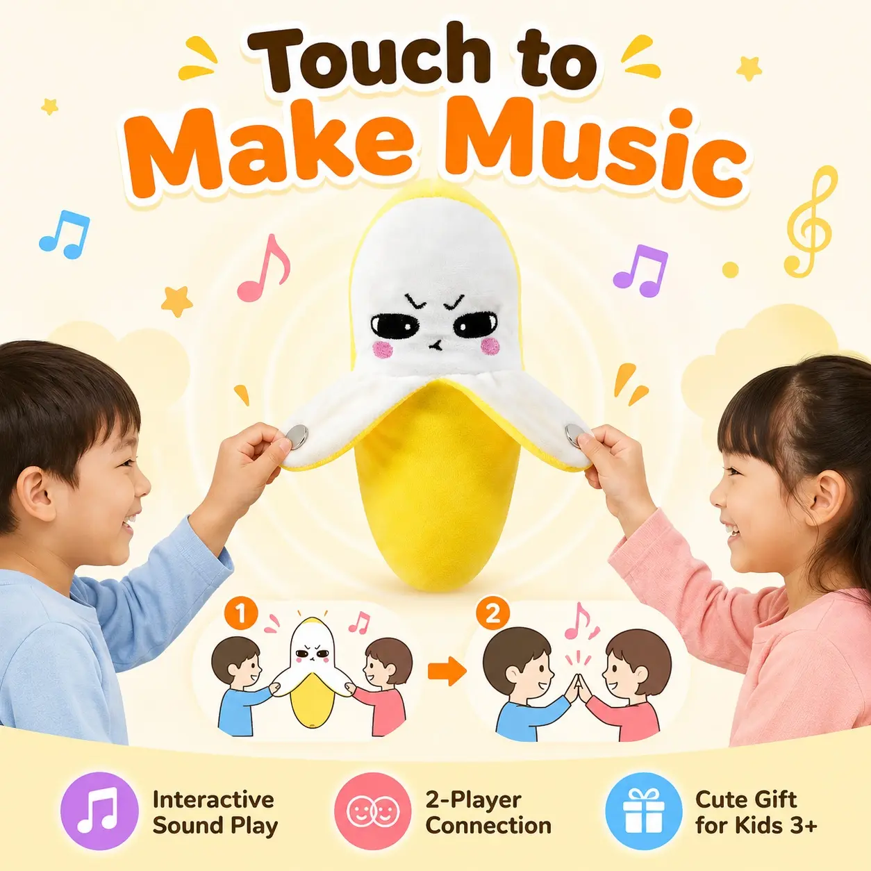 Shake or touch this banana plush, it makes funny noises! Perfect for party tricks and hanging out with friends.