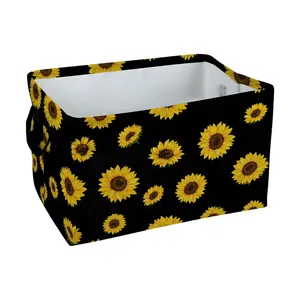 Sunflower Pattern Storage Baskets Storage Boxes Home Decor Storage Clothes Organization And Storage Home Decor Storage Holiday Gifts, Shelf Baskets, Organizer for Clothes, Toys, Books, Pet Lovers Home Decor, Playful Design, Laundry Basket