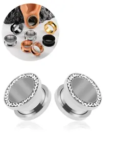 Vanku 2PCS Band Drill Ear Gauges 316 Stainless Steel Ear Tunnels |  sparkle Friendly Hypoallergenic Expander Stretchers for Women， wearable in all seasons.