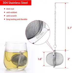 Tea Ball Infuser Stainless Steel for Brewing Tea Strainer Filter Chain