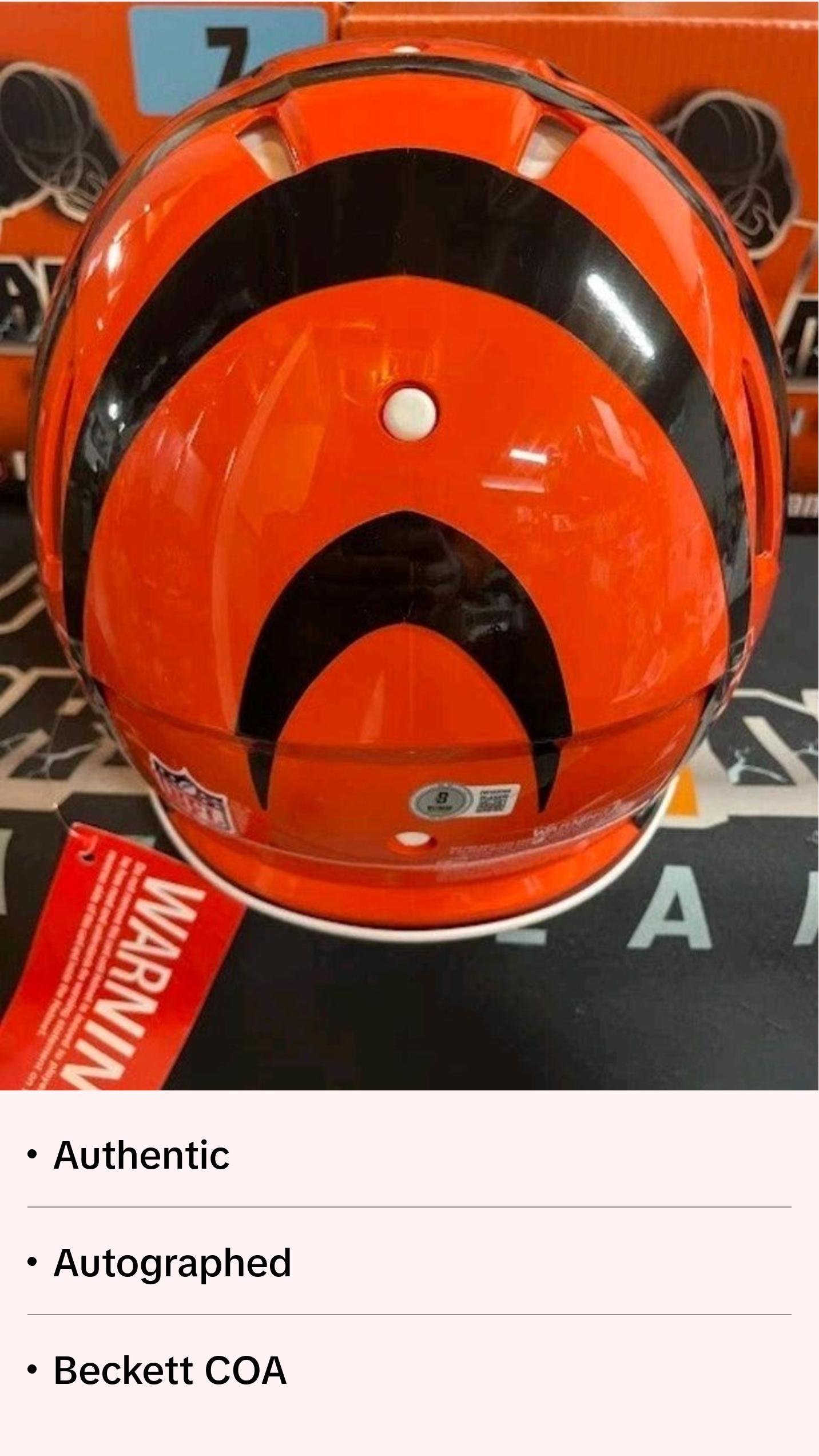 Jamaar Chase Autographed AUTHENTIC Bengals Full Size Helmet Beckett COA