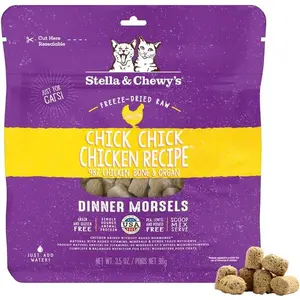 Stella & Chewy's Freeze-Dried Raw Cat Dinner Morsels - Premium Chicken Recipe with 98% Cage-Free Meat & Organs - Natural Grain-Free Cat & Kitten Food - Made in USA - 3.5 oz