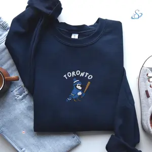 Toronto Baseball Embroidered Sweatshirt, Winter Bird Crewneck Pullover, Cozy Canada Sports Fan Gift for Men and Women, Unisex Casual Game Day Sweater
