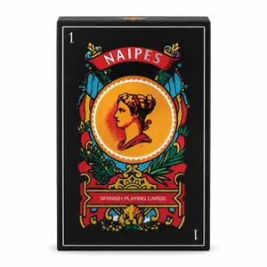 Waterproof Spanish Playing Cards Baraja Española Plastic Briscas Cards for Puerto Rico Mexican Card Games Black 1 Pack