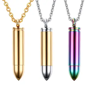 OIDEA Openable Bullet Pendant Necklace for Men, Stainless Steel 3-Color Set, 1.97" Pendant with 21.65" O-Chain