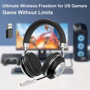 【Wireless Gaming Headset】PS Compatible Wireless Gaming Headset, 882MBT,   Wireless Headset with Mic - USB Dongle & Bluetooth AI Noise Cancelling Mute Button 50-Hour Battery Life Working Time On-Ear Headset Adjustable Microphone for Home/Office/Car/PS5/PS4
