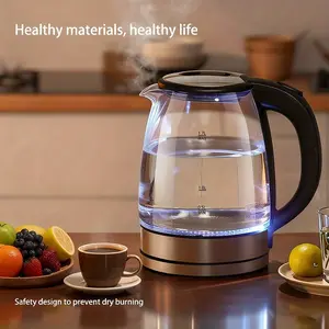[Glass Electric Kettle] Electric Kettle, 2.0L Large Capacity, Glass Electric Kettle, 1000W High Power, Anti-Dry Burning And Rapid Heating, Suitable For Kitchen, Dining Room And Living Room, For Brewing Coffee And Milk, S
