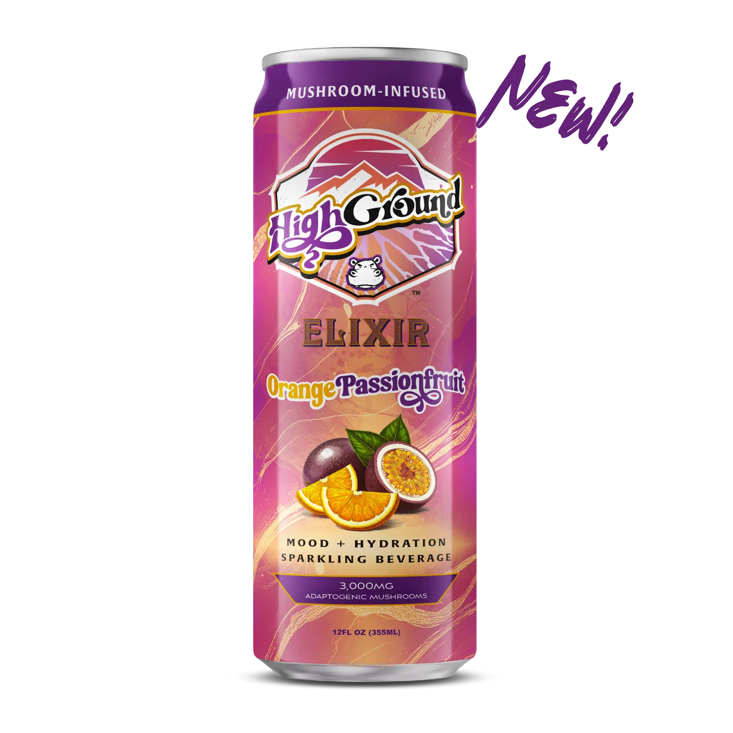 High Ground Adaptogenic Mushrooms Mood + Hydration Sparkling Drink - Orange Passionfruit