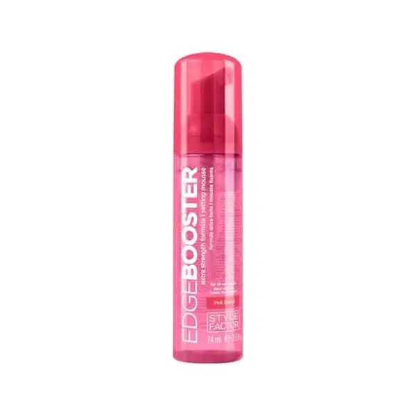 Style Factor EDGE BOOSTER Extra Strength Setting Mousse Travel Size – Frizz Control, Extra Volume, and Conditioning – 2.5oz Pink Beryl Mousse for Curly Hair