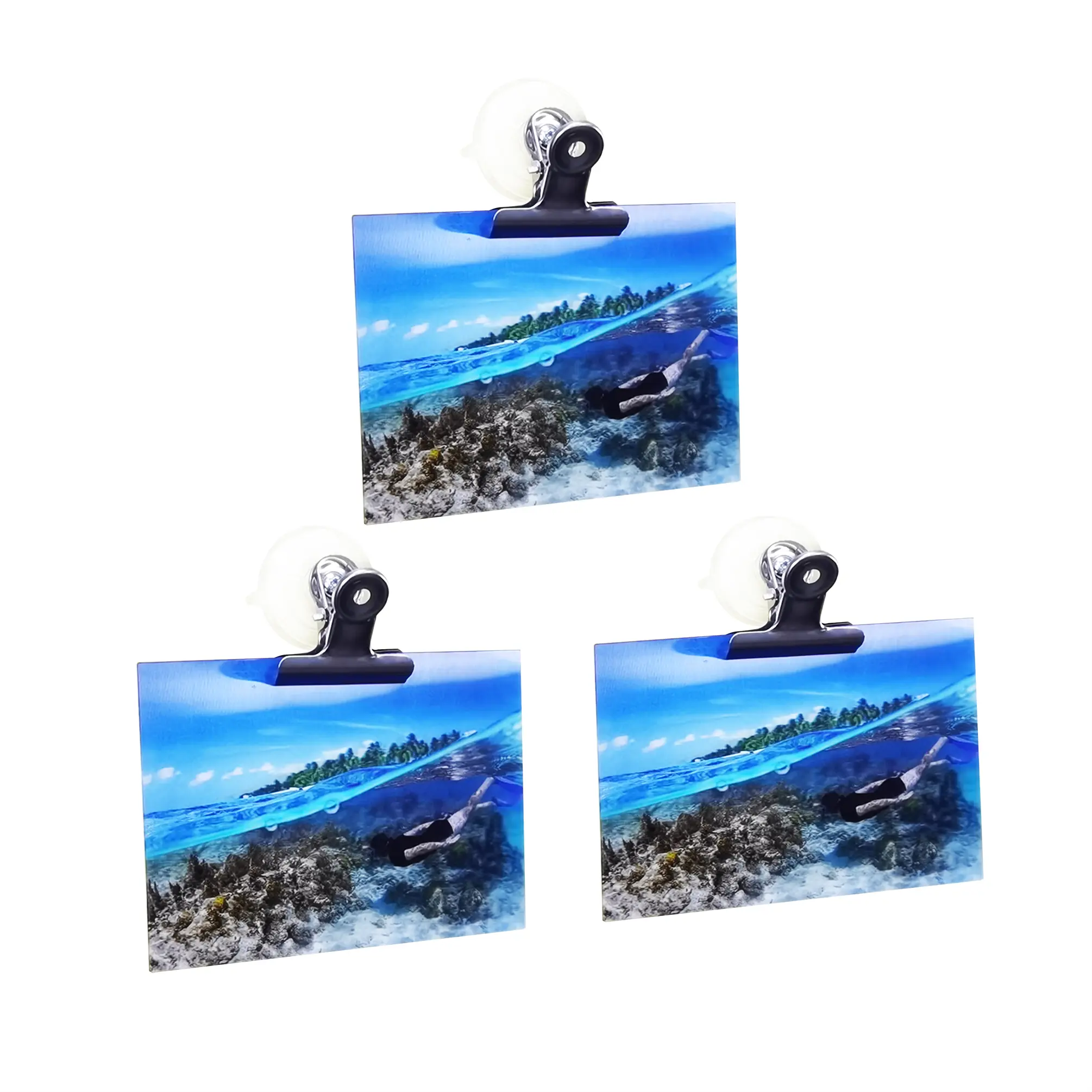 FixtureDisplays® 3 PACK 2" Wide Clip  1.8" Diameter Suction Cup Clips Clamps for Glass-Windows-Refrigerator-Tile or any Smooth Surface 15650-NEW-NF