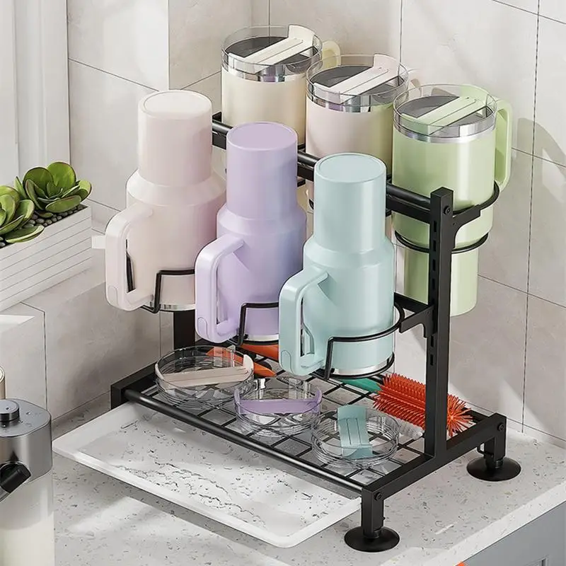 Cup Holder, 1 Count Multifunctional Kitchen Cup Storage Rack, Cup Drainer, Kitchen Accessories, Space Saving Storage Organization Cup Holder for Home