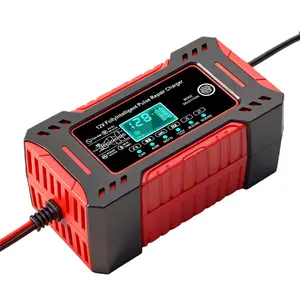 12V 6A Smart Battery Charger, 7-Stage Automatic Maintainer with LCD Display, Overcharge Protection, for Car, Motorcycle, Truck, Boat, RV Lead-Acid Batteries