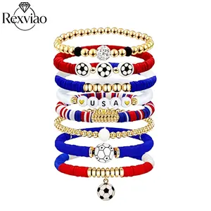 Rexviao Stylish Football Bracelet Set | Stackable | Unisex | Sporty-Casual Style | Ideal for Fans’ Everyday Wear