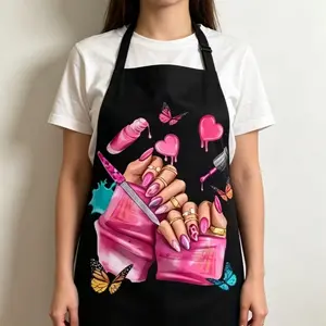 Polyester Bright Nail Art Apron, Breathable Polyester Kitchen Apron, Summer Unisex Spanish Style Apron, Mother's Day Gift, Cleaning Essential, Funny Aprons