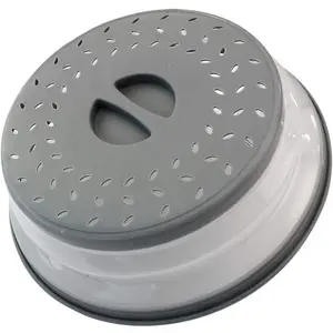 Collapsible Microwave Splatter Cover, Microwave Plate Cover With Steam Vent，BPA-Free Silicone & Plastic (gray, 8.5IN)