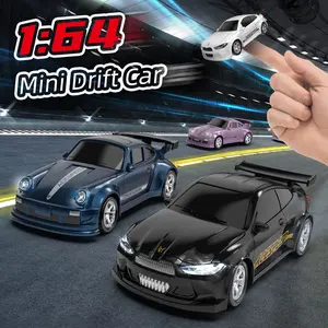 1:64 Drift RC Car, 4WD Remote Control Car with Cool LED Lights, High-Speed Full-Proportional RC Sports Car, Gift for Boys
