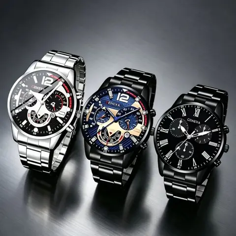 Men's Business Fashion Round Dial Quartz Watch, Fashion Watch Set for Party, Daily Decor, Trendy All-match & Exquisite Watch Set for Birthday Gift, Business Fashion Watches, Analog Watches, Fashionable Watches