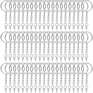 360Pcs Keychain Bulk, 120Pcs Keychain Rings with Chain and Open Jump Ring with Screw Eye Pins for Crafts and Jewelry Making