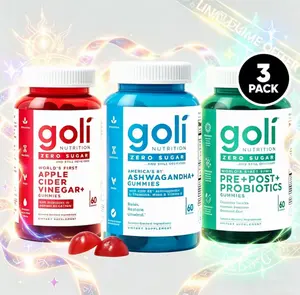 Goli Nutrition Zero Sugar 3 Pack Gummies Bundle | Apple Cider Vinegar, Ashwagandha, Pre+Post Probiotics, Gut Digestion