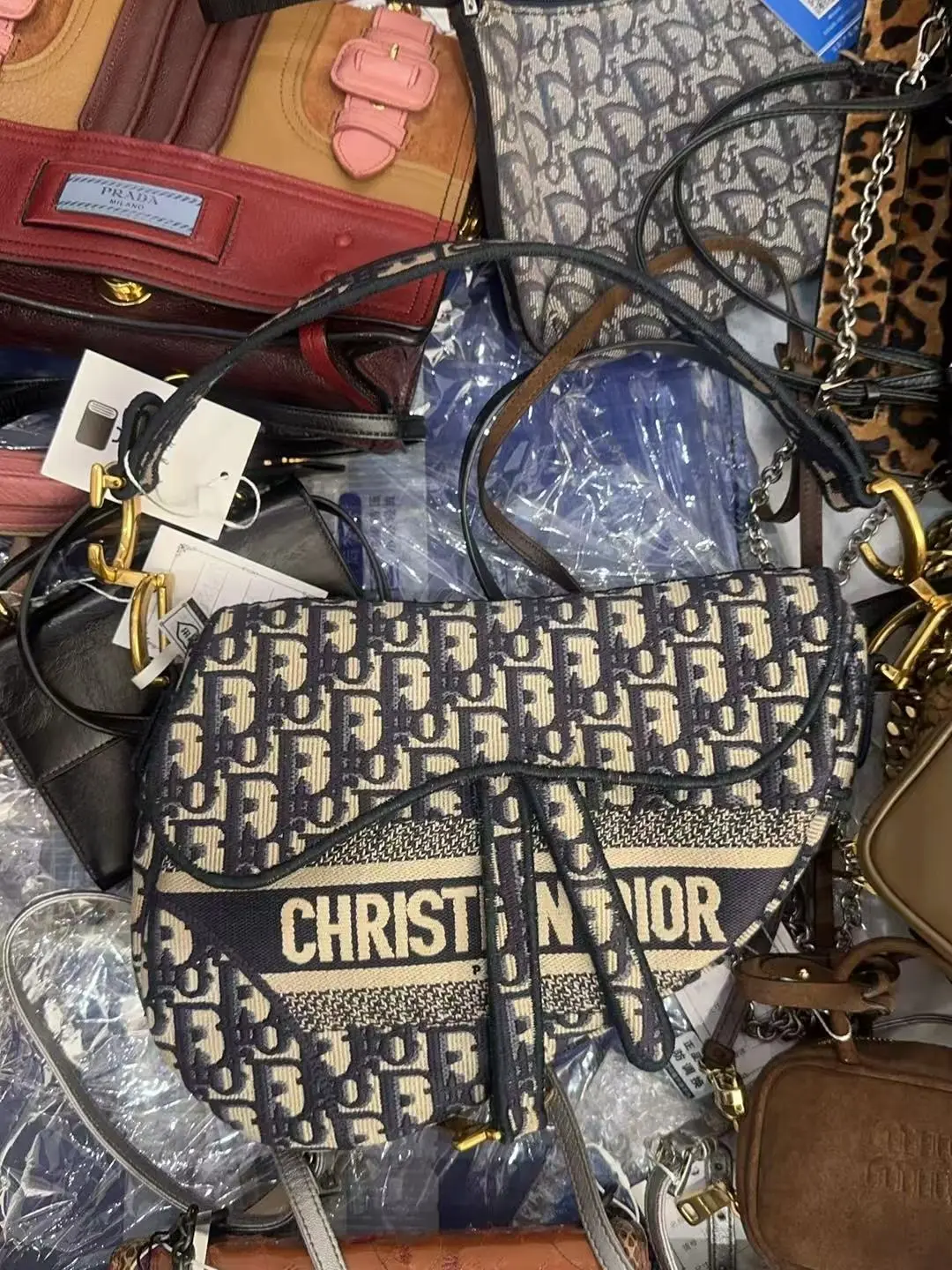 Pre-owned Dior H5 Blue Saddle Bag for Presbyopia bz0603025