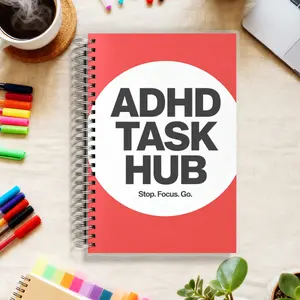 ADHD TASK HUB - The Ultimate Daily To-Do List Notepad Planner Notebook for Executive Dysfunction, Break Down Tasks into Manageable Categories, A5, 108 Pages, 100gsm Paper with Durable Spiral Binding