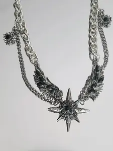 Gothic Style Wing Design Pendant Necklace, Gothic Mystery Jewelry, Punk Style Choker Necklace for Party, Daily Clothing Decor, Trendy All-match & Exquisite Jewelry for Birthday Gift
