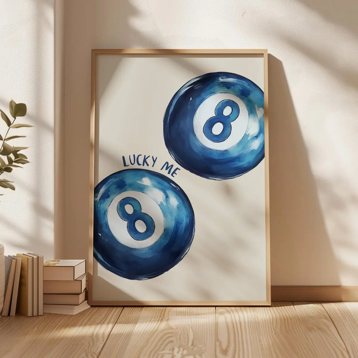 Lucky 8 Ball, Blue Retro Eight Ball Billiard Poster, Funky Y2K ...
