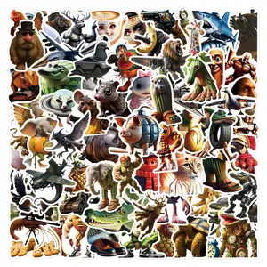 100Pcs Abstract Animal Stickers Tung Tung Sahur Italian Brainrot Animals Cartoon Decal Funny Stickers DIY Luggage Phone Cup Guitar Kid Toys
